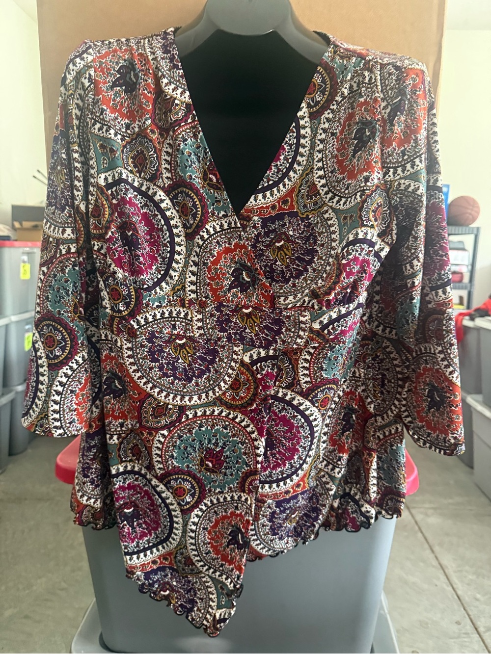 Women’s Paisley V-Neck Blouse - Multicolor p16